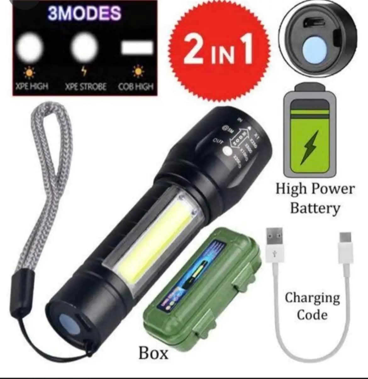 Rechargeable Pocket Flashlight - High Powered LED with Carry Case